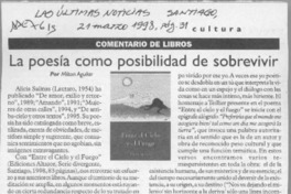 La poesía como posibilidad de sobrevivir  [artículo] Milton Aguilar.