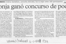Monja ganó concurso de poesía  [artículo].