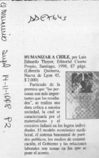 Humanizar a Chile  [artículo].