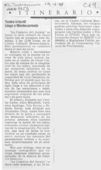 Teatro infantil llega al Montecarmelo  [artículo].