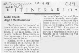 Teatro infantil llega al Montecarmelo  [artículo].