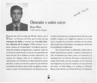Oratorio a varias voces  [artículo] Roger Mirza.