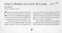 Teatro la memoria, una estética de la patria  [artículo] Jorge Dubatti.