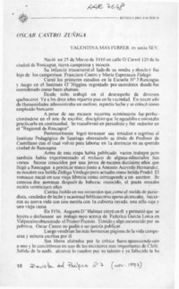 Oscar Castro Zúñiga  [artículo] Valentina Masferrer.