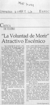 "La voluntad de morir" atractivo escénico  [artículo] Carola Oyarzún L.