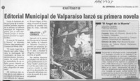 Editorial Municipal de Valparaíso lanzó su primera novela  [artículo] Ennio Moltedo.
