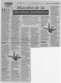 Maestro de la literatura fantástica  [artículo] Virginia Vidal.
