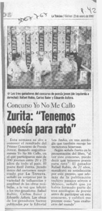 Zurita, "Tememos poesía para rato"  [artículo].