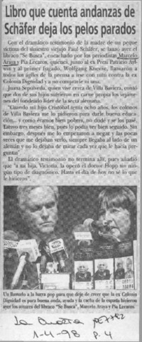 Libro que cuenta andanzas de Schäfer deja los pelos parados  [artículo].