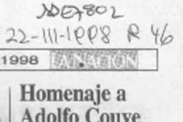 Homenaje a Adolfo Couve  [artículo].