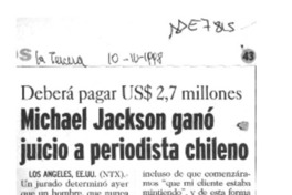 Michael Jackson ganó juicio a periodista chileno  [artículo].