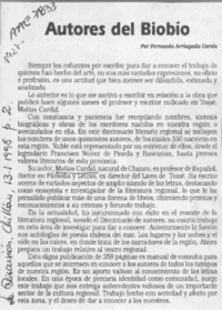 Autores del Biobío  [artículo] Fernando Arriagada Cortés.