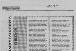 Grandes escritores chilenos  [artículo].