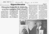 Obsequian fotografía de Jotabeche a escritor copiapino Oriel Alvarez  [artículo].