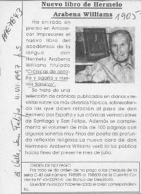 Nuevo libro de Hermelo Arabena Williams  [artículo].