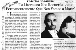 "La literatura nos recuerda permanentemente que nos vamos a morir"  [artículo] C. A. D.