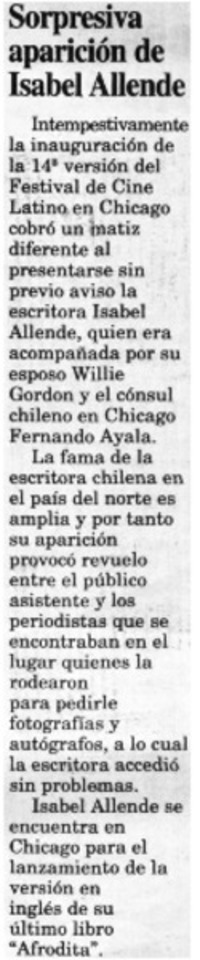 Sorpresiva aparición de Isabel Allende