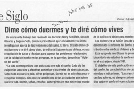 Dime cómo duermes y te diré cómo vives  [artículo].