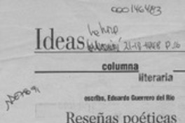 Reseñas poéticas  [artículo] Eduardo Guerrero del Río.