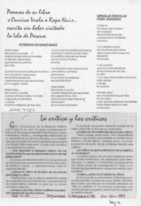 La crítica y los críticos  [artículo].