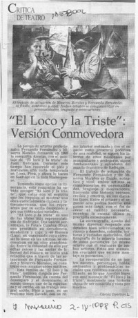 "El loco y la triste", versión conmovedora  [artículo] Carola Oyarzún L.