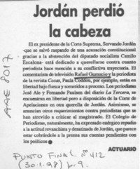 Jordán perdió la cabeza  [artículo] Actuario.