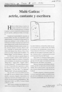 Malú Gatica: actriz, cantante y escritora  [artículo] Luis Alberto Castillo.