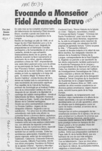 Evocando a Monseñor Fidel Araneda Bravo  [artículo] José Arraño Acevedo.