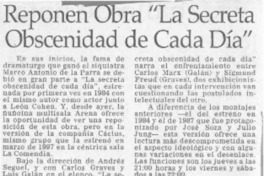 Reponen obra "la secreta obscenidad de cada día"  [artículo].