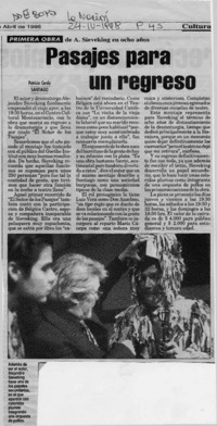 Pasajes para un regreso  [artículo] Patricia Cerda.
