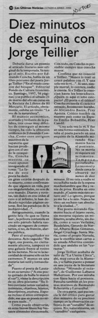 Diez minutos de esquina con Jorge Teillier  [artículo] Filebo.