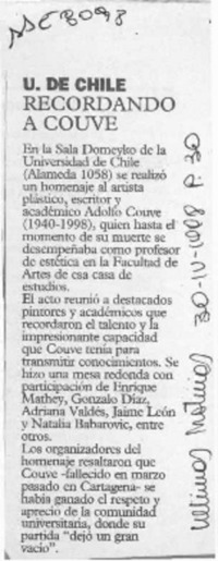 Recordando a Couve  [artículo].