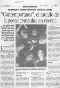 "Contemporánea", el mundo de la poesía femenina en escena  [artículo] C. O.