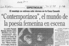 "Contemporánea", el mundo de la poesía femenina en escena  [artículo] C. O.