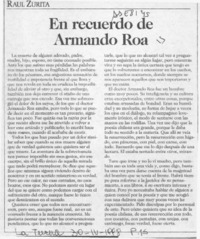 En recuerdo de Armando Roa  [artículo] Raúl Zurita.