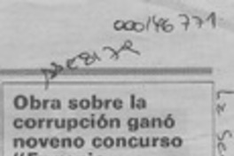 Obra sobre la corrupción ganó noveno concurso "Eugenio Dittborn"  [artículo].