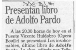 Presentan libro de Adolfo Pardo
