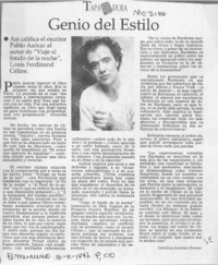 Genio del estilo  [artículo] Carolina Andonie Dracos.