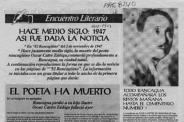 Hace medio siglo, 1947, así fue dada la noticia  [artículo].