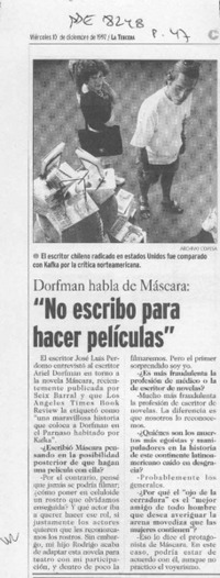 "No escribo para hacer películas"  [artículo].