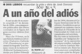 A un año del adiós  [artículo].