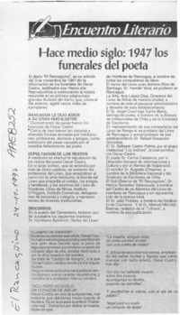 Hace medio siglo, 1947 los funerales del poeta  [artículo].