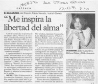 "Me inspira la libertad del alma"  [artículo].