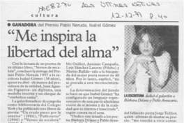 "Me inspira la libertad del alma"  [artículo].