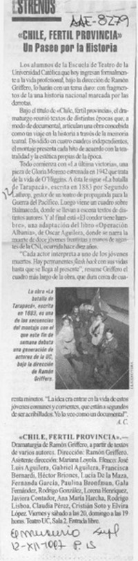 "Chile, fértil provincia" un paseo por la historia  [artículo] A. C.
