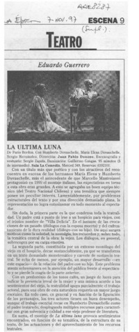 La ultima luna  [artículo] Eduardo Guerrero.
