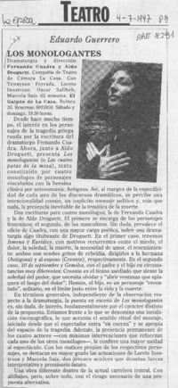 Los monologantes  [artículo] Eduardo Guerrero.