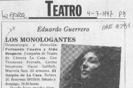 Los monologantes  [artículo] Eduardo Guerrero.