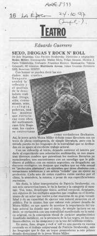 Sexo, drogas y rock n'roll  [artículo] Eduardo Guerrero.