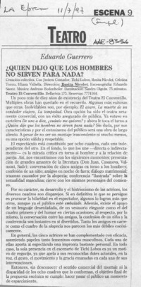 Quién dijo que los hombres no sirven para nada?  [artículo] Eduardo Guerrero.